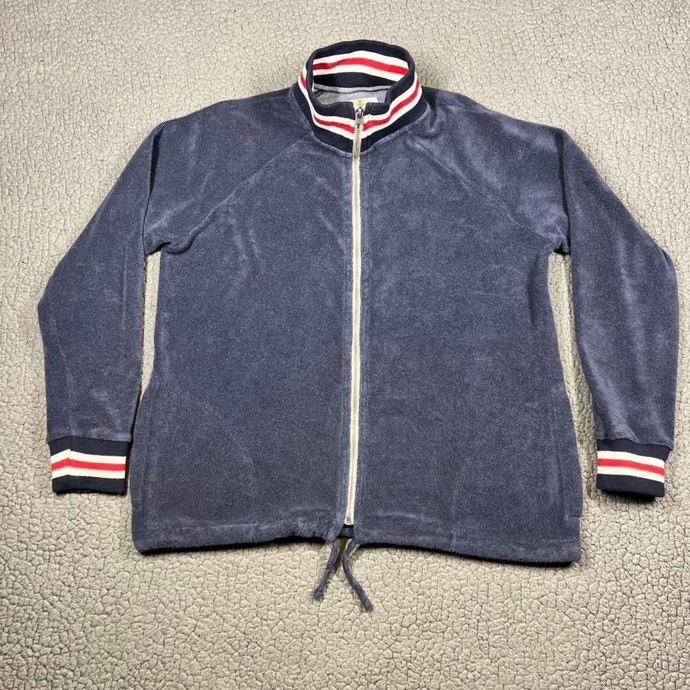 Marine Layer Retro Cara Track Jacket Terry Cloth Full Zip Women's Medium Blue